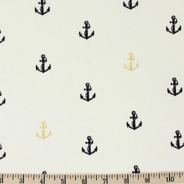 Birch Fabrics - Inkwell - Little Anchors in Black / Metallic Birch Fabrics - Inkwell - Little Anchors in Black / Metallic