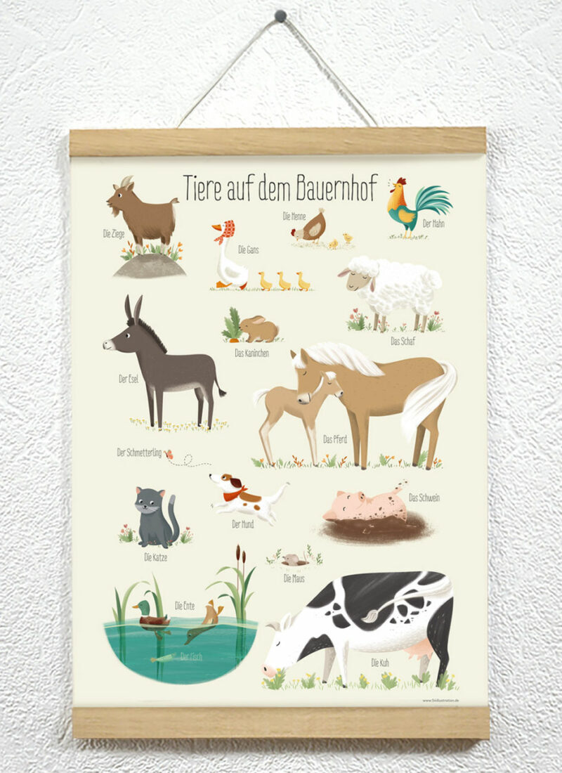 Vierundfünfzig Illustration - Tiere auf dem Bauernhof DIN A3 Vierundfünfzig Illustration - Tiere auf dem Bauernhof DIN A3