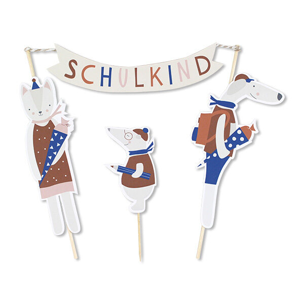 Ava&Yves - Cake Topper Hund/Katze/Maulwurf - "Schulkind" Ava&Yves - Cake Topper Hund/Katze/Maulwurf - "Schulkind"