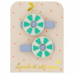 Luciole et Petit Pois - Buoy hair clips - Light green (pair)