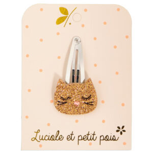 Luciole et Petit Pois - Barrette chat bronze