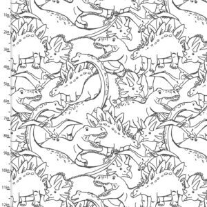 3 wishes fabrics - Totally Roarsome - Outlines White