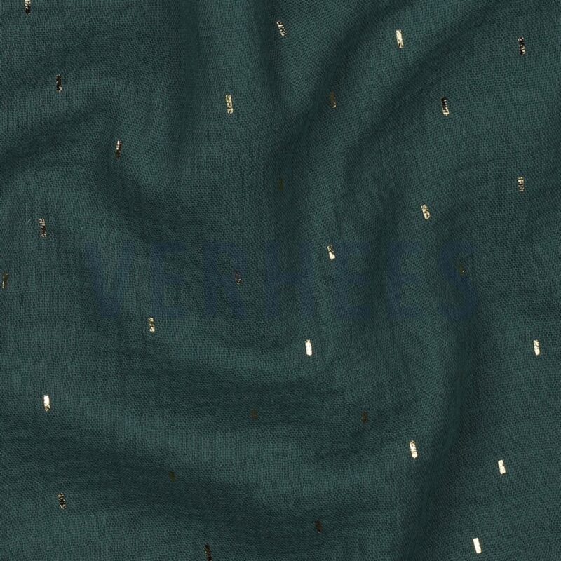 verhees textiles - Double Gauze - Goldene Sprinkle (dark green gold) verhees textiles - Double Gauze - Goldene Sprinkle (dark green gold)
