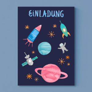 Frau Ottilie - Einladungskarte *Weltall*