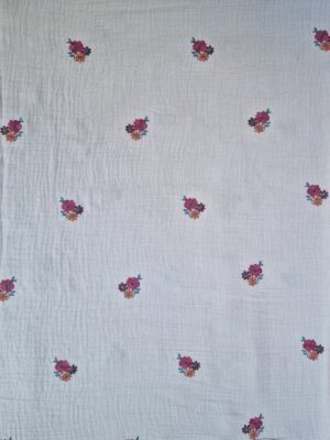verhees textiles - Double Gauze - Embroidery Flowers - Soft Rose