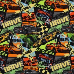 verhees textiles - Jersey - Digital Fast Cars - Multicolor