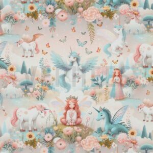 verhees textiles - Jersey - Digital Unicorns - Ecru