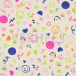 verhees textiles - Jersey Neon Doodles - Off White