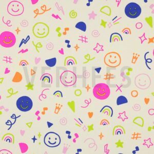 verhees textiles - Jersey Neon Doodles - Off White