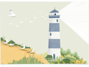 Vierundfünfzig Illustration - Postkarte Leuchtturm