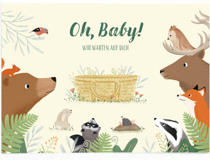 Vierundfünfzig Illustration - Postkarte Oh Baby! Wir warten auf dich Vierundfünfzig Illustration - Postkarte Oh Baby! Wir warten auf dich