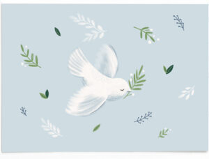 Vierundfünfzig Illustration - Postkarte Taube – blau