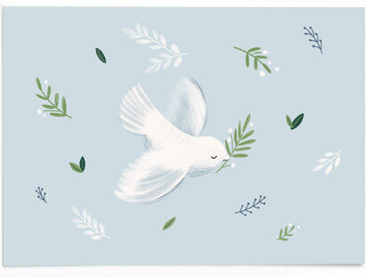 Vierundfünfzig Illustration - Postkarte Taube – blau Vierundfünfzig Illustration - Postkarte Taube – blau