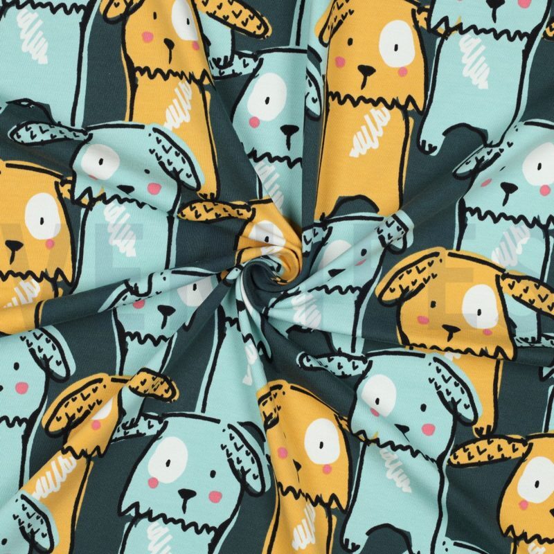 verhees textiles - Jersey Dogs dark green verhees textiles - Jersey Dogs dark green