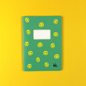 Ava&Yves - Notizheft grün mit gelben Smiles