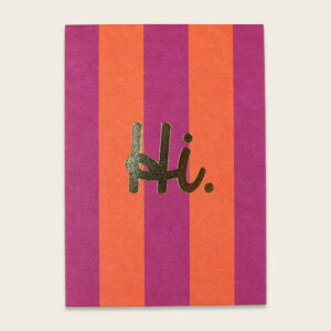 Ava&Yves - Postkarte Streifen fuchsia/feuerrot mit Goldeffekt - Hi