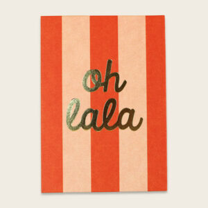 Ava&Yves - Postkarte Streifen rot/rosa mit Goldeffekt - Ohlala