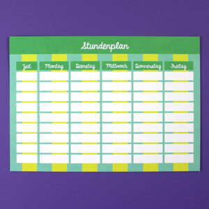 Ava&Yves - Stundenplan mint / gelb - DIN A4