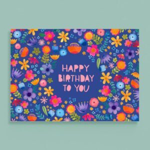 Frau Ottilie - Postkarte *Happy Birthday to You* (Blumen)