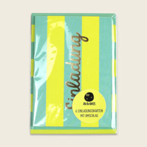 Ava&Yves - Einladungskarten-Set mit Goldfolie – Stripes mint/gelb
