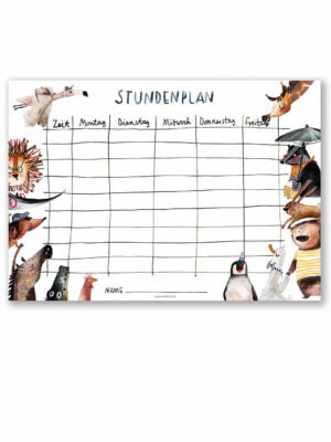 halfbird - Stundenplan Tiere DIN A4