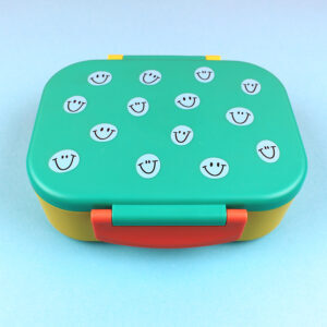 Ava&Yves - Brotdose/Lunchbox - Smiley grün/ocker/hellblau