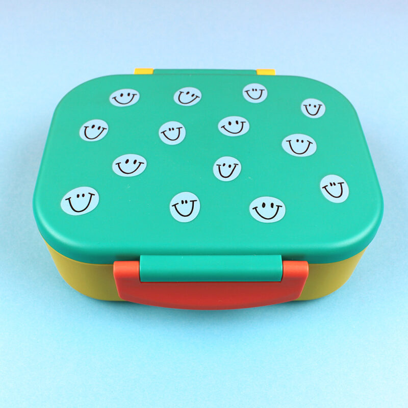 Ava&Yves - Brotdose/Lunchbox - Smiley grün/ocker/hellblau