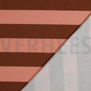 verhees textiles - Canvas Streifen - lachs / braun