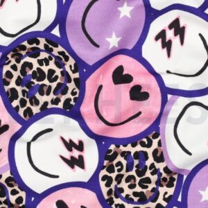 verhees textiles - French Terry Happy Faces lila