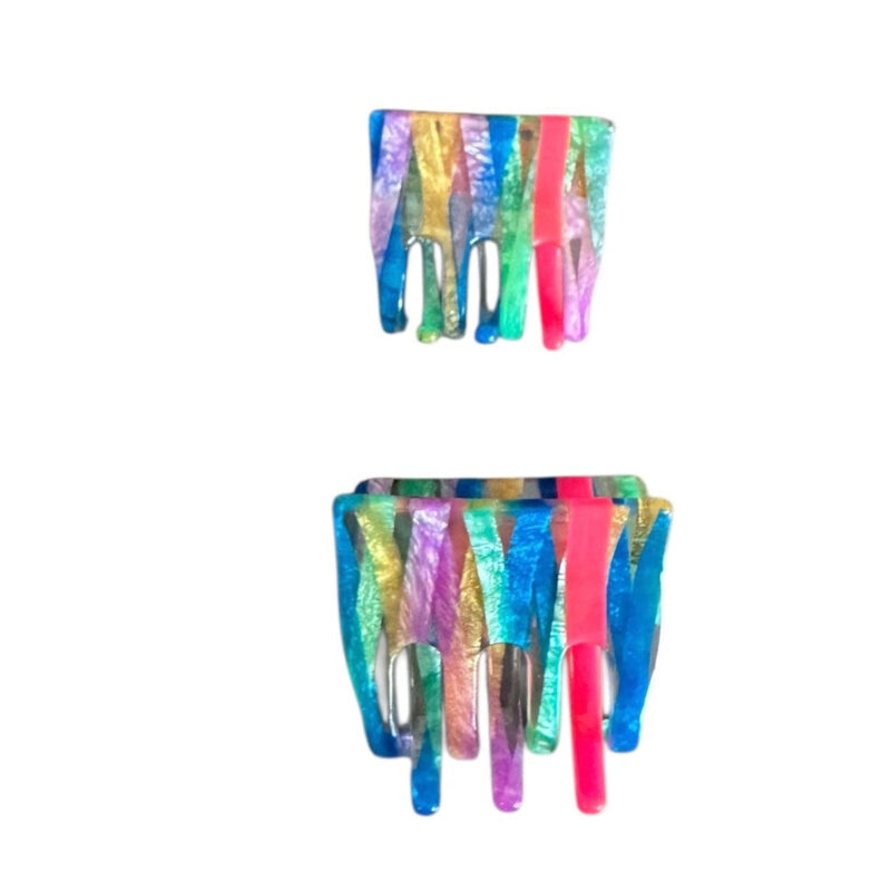 vonrike - HAARKLAMMER CLASSIC - KLEIN / STREIFEN bunt mit Neon Pink