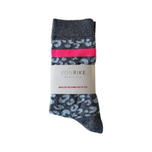 vonrike - Socken Glitzer Leopard blau
