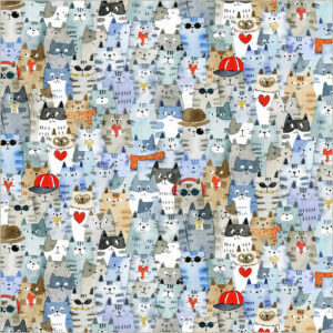Windham Fabrics - Cats around town - dusty blue